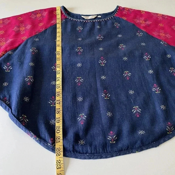 Tavisha Women’s Boho Top Medium Crop Blue/Fuschia Beaded Festival Hippie Casual - Picture 9 of 12